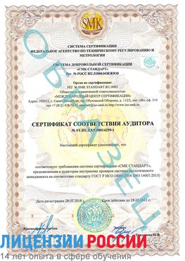 Образец сертификата соответствия аудитора №ST.RU.EXP.00014299-1 Астрахань Сертификат ISO 14001